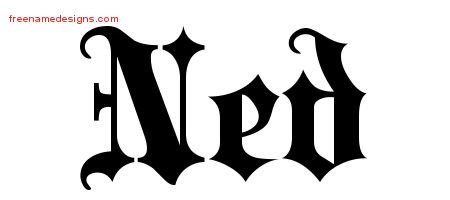 Ned Old English Name Tattoo Designs