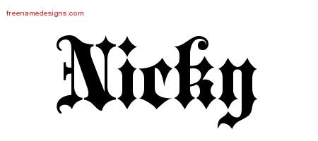 Nicky Old English Name Tattoo Designs