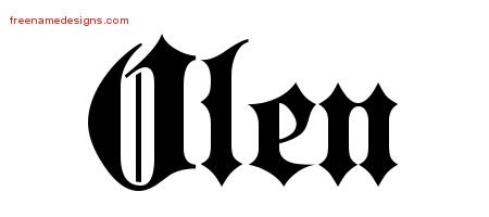 Olen Old English Name Tattoo Designs