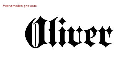 Oliver Old English Name Tattoo Designs