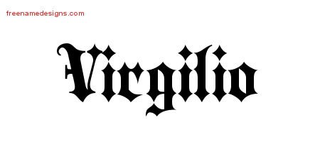 Virgilio Old English Name Tattoo Designs