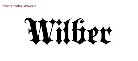 Wilber Old English Name Tattoo Designs