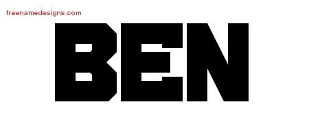 Ben Titling Name Tattoo Designs