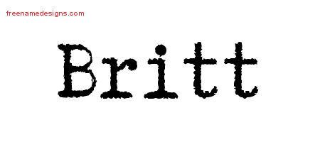 Britt Typewriter Name Tattoo Designs