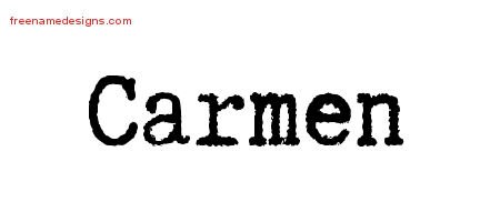 Carmen Typewriter Name Tattoo Designs