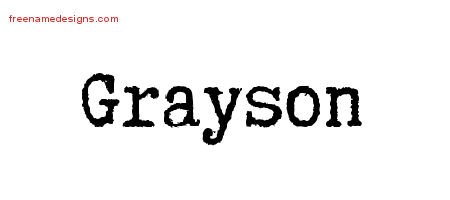 Grayson Typewriter Name Tattoo Designs