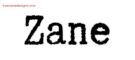 Zane Typewriter Name Tattoo Designs