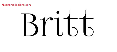 Britt Vintage Name Tattoo Designs