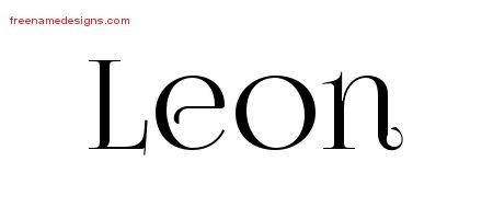 Leon Vintage Name Tattoo Designs