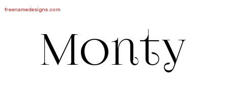 Monty Vintage Name Tattoo Designs