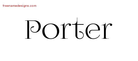 Porter Vintage Name Tattoo Designs