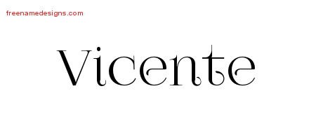 Vicente Vintage Name Tattoo Designs