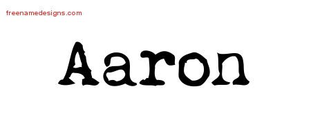Aaron Vintage Writer Name Tattoo Designs
