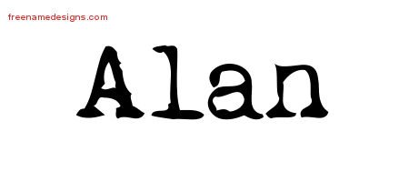 Alan Vintage Writer Name Tattoo Designs