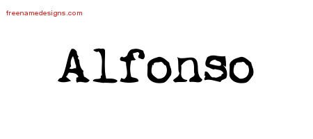 Alfonso Vintage Writer Name Tattoo Designs