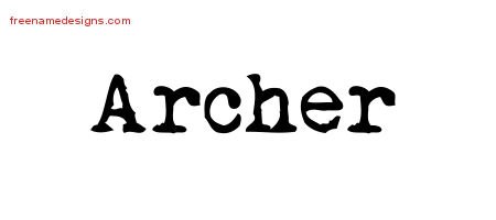 Archer Vintage Writer Name Tattoo Designs