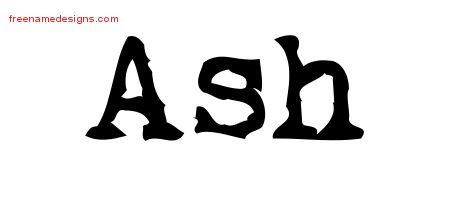 Ash Vintage Writer Name Tattoo Designs