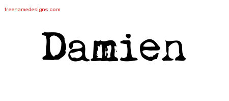 Damien Vintage Writer Name Tattoo Designs