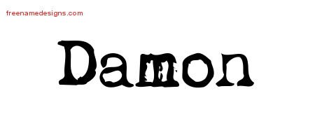 Damon Vintage Writer Name Tattoo Designs