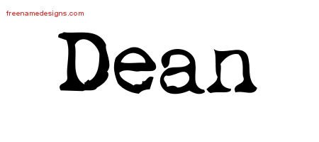Dean Vintage Writer Name Tattoo Designs