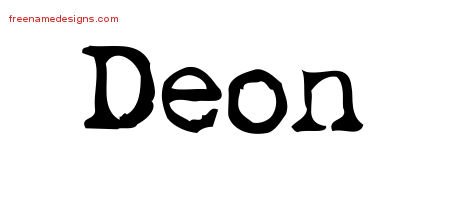 Deon Vintage Writer Name Tattoo Designs