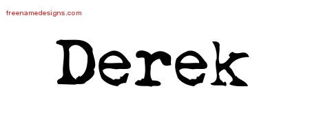 Derek Vintage Writer Name Tattoo Designs