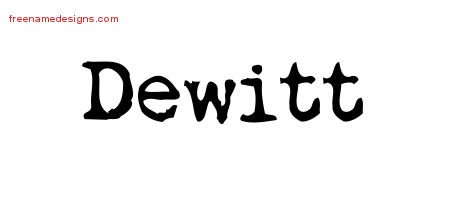 Dewitt Vintage Writer Name Tattoo Designs