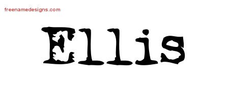 Ellis Vintage Writer Name Tattoo Designs