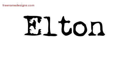 Elton Vintage Writer Name Tattoo Designs