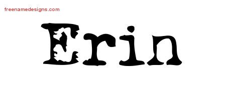 Erin Vintage Writer Name Tattoo Designs