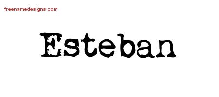 Esteban Vintage Writer Name Tattoo Designs