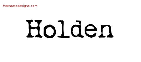 Holden Vintage Writer Name Tattoo Designs