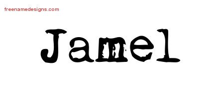 Jamel Vintage Writer Name Tattoo Designs