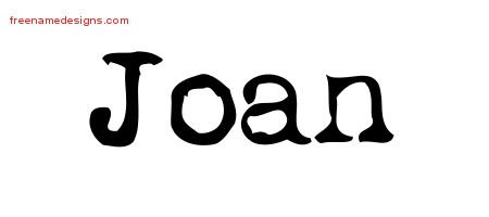 Joan Vintage Writer Name Tattoo Designs