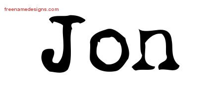 Jon Vintage Writer Name Tattoo Designs