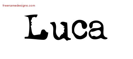 Luca Vintage Writer Name Tattoo Designs