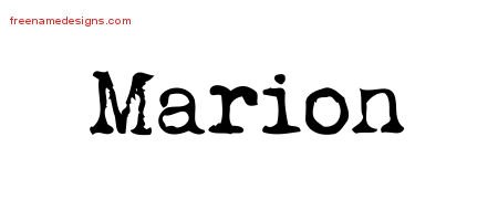 Marion Vintage Writer Name Tattoo Designs