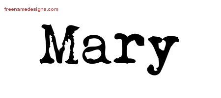Mary Vintage Writer Name Tattoo Designs