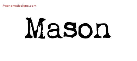 Mason Vintage Writer Name Tattoo Designs