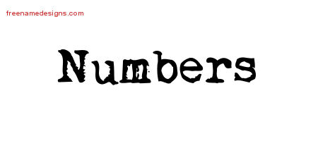 Numbers Vintage Writer Name Tattoo Designs