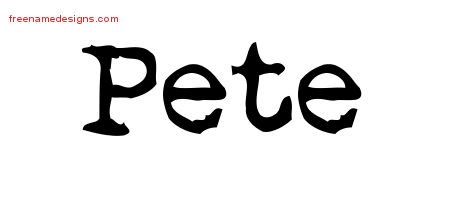 Pete Vintage Writer Name Tattoo Designs