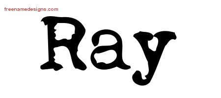Ray Vintage Writer Name Tattoo Designs