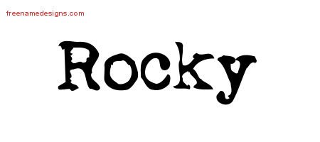 Rocky Vintage Writer Name Tattoo Designs