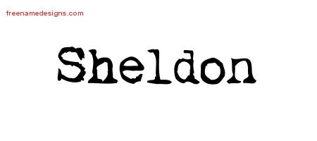 Sheldon Vintage Writer Name Tattoo Designs