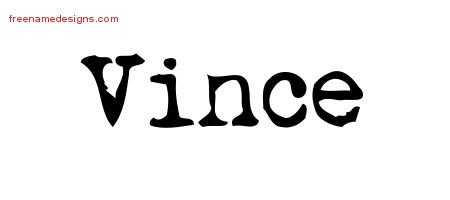 Vince Vintage Writer Name Tattoo Designs
