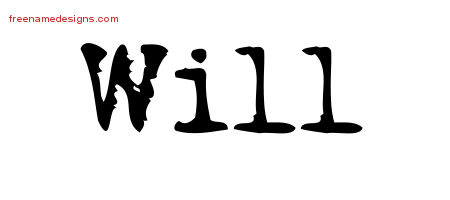 Will Vintage Writer Name Tattoo Designs