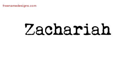 Zachariah Vintage Writer Name Tattoo Designs