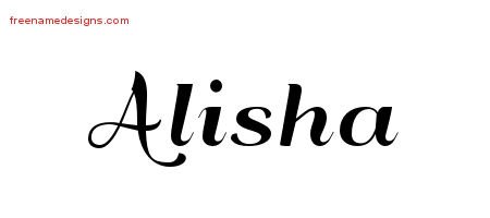 Alisha Art Deco Name Tattoo Designs
