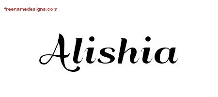 Alishia Art Deco Name Tattoo Designs