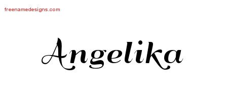 Angelika Art Deco Name Tattoo Designs